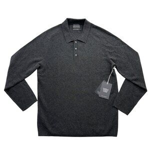 Mack Weldon Tech Merino Wool Long Sleeve Polo Quiet Luxury Preppy Gray Mens L NE